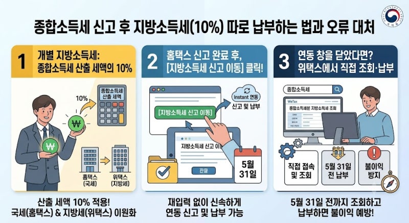 [13편] 종합소득세 신고 후 지방소득세(10%) 따로 납부하는 법과 오류 대처