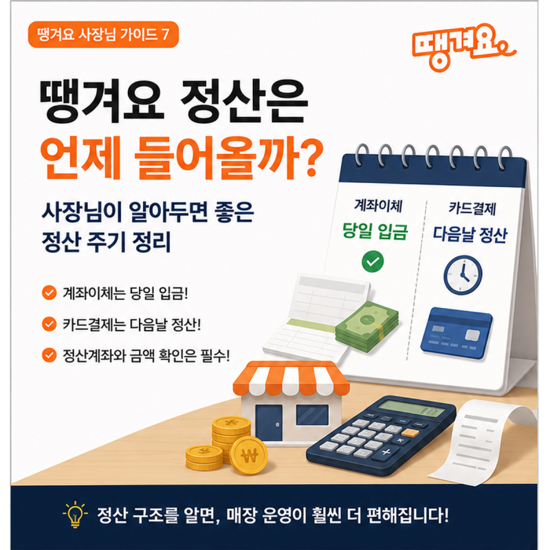 땡겨요 정산은 언제 들어올까? 사장님이 알아두면 좋은 정산 주기 정리