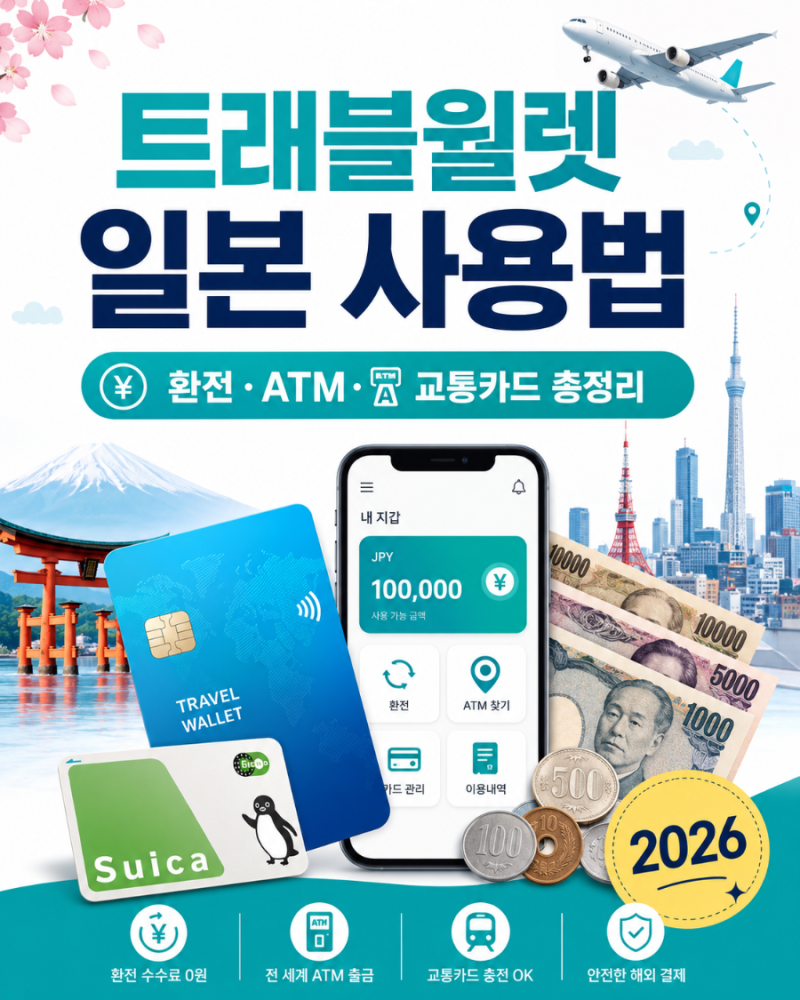트래블월렛 일본 사용법 2026｜엔화 환전·ATM 출금·교통카드까지 싹모아