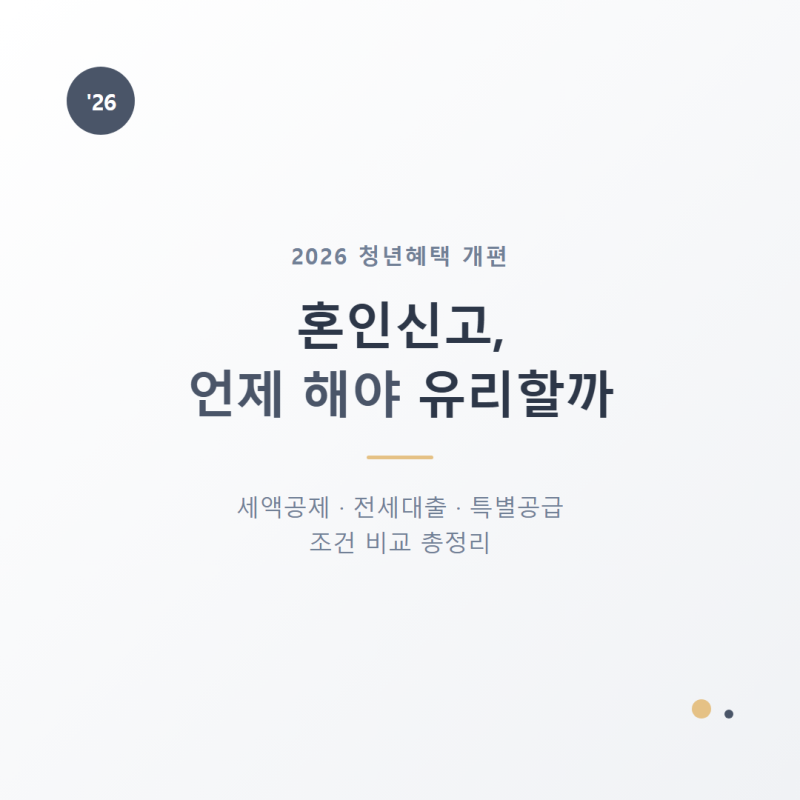 2026 청년혜택 개편 | 혼인신고 시기 고민된다면 총정리
