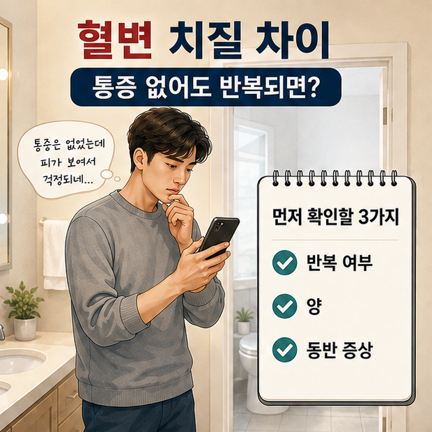 혈변 치질 차이, 통증 없는 선홍색 혈변도 반복되면 병원 가야 할까