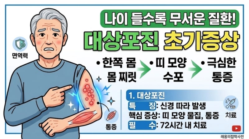 스치기만 해도 극심한 통증? 50대 필수! 대상포진 초기증상과 예방접종