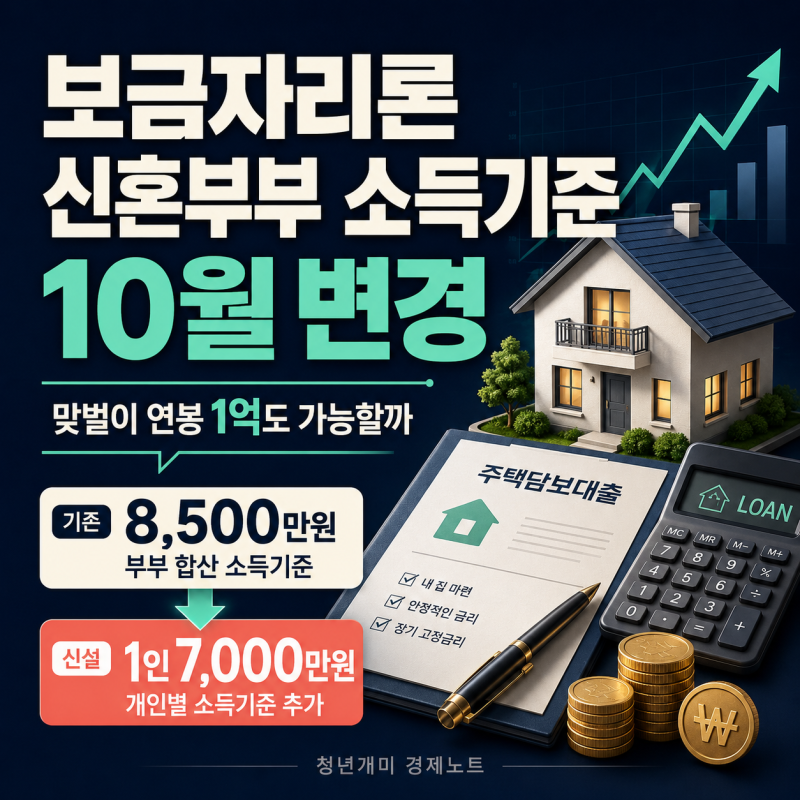 보금자리론 신혼부부 소득기준 10월 변경, 맞벌이 연봉 1억도 가능할까