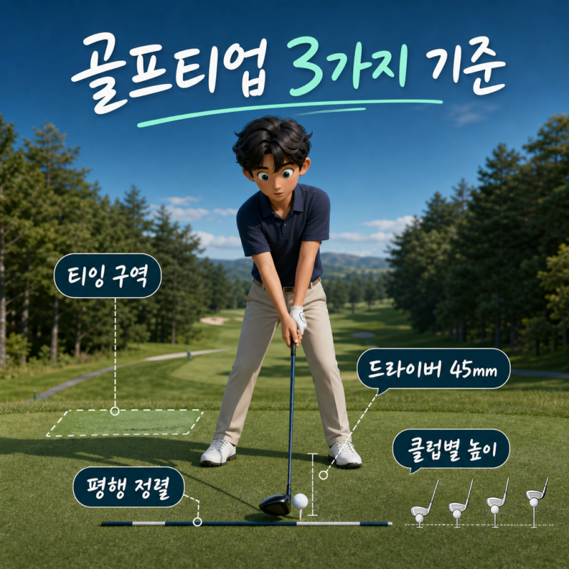 "33야드 차이" 골프티업 드라이버티높이 골프어드레스 3가지 기준