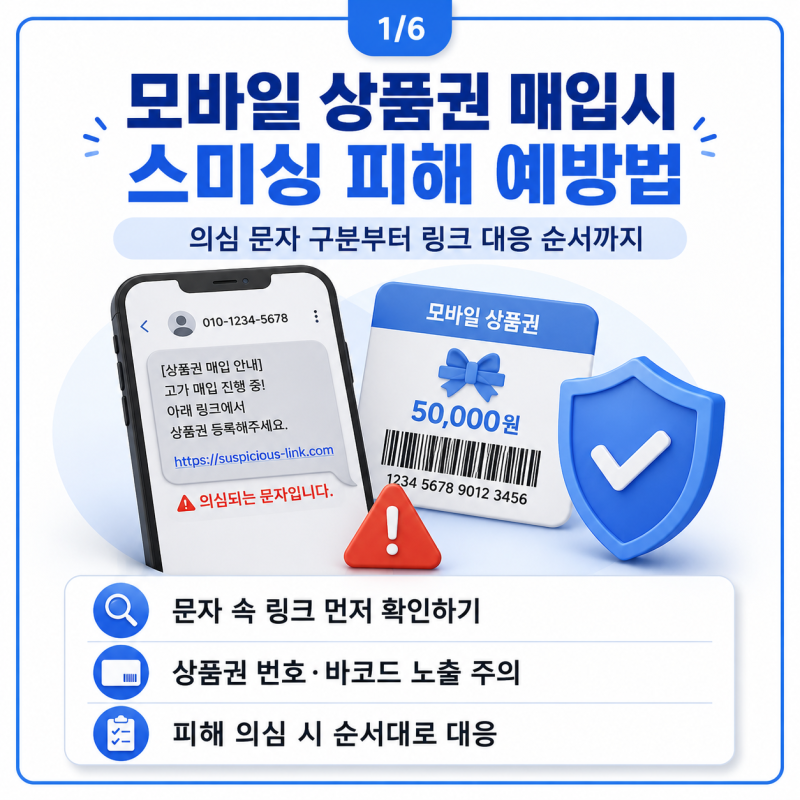 모바일 상품권 매입시 스미싱 피해 예방법