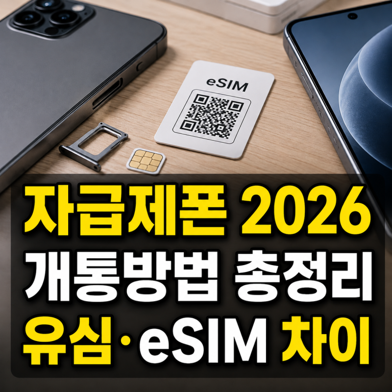 자급제폰 2026 개통방법 총정리 아이폰 갤럭시 유심 eSIM 차이