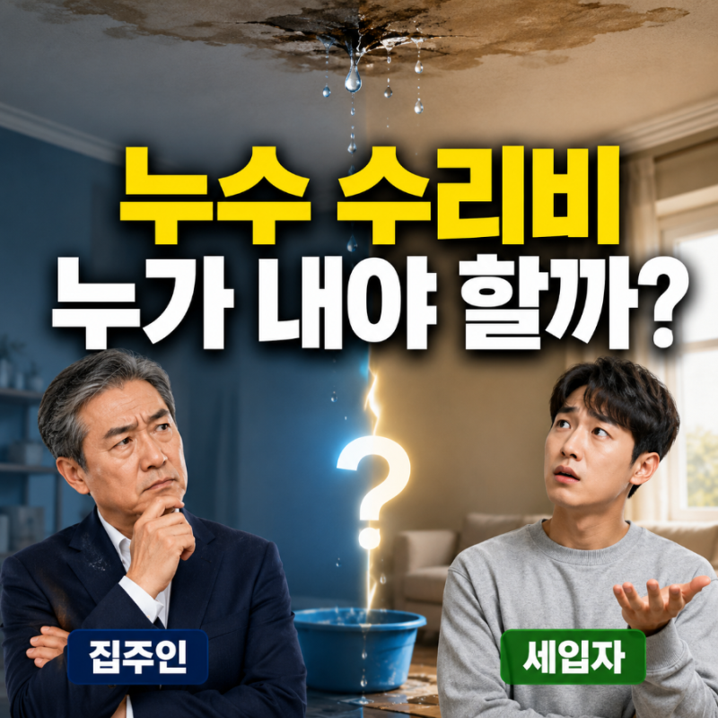 집에서 누수가 생기면 집주인과 세입자 중 누가 수리비를 내야 할까? 원인별 책임 정리