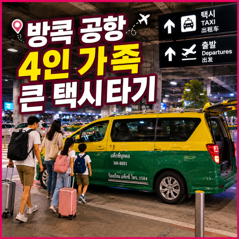 방콕 수완나품 공항 미터 택시 타기 요금 주의 사항 이용 꿀팁, 4인 가족여행