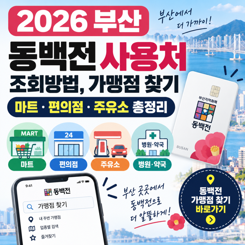 2026 부산 동백전 사용처 조회방법, 가맹점 찾기·마트·편의점·주유소 총정리
