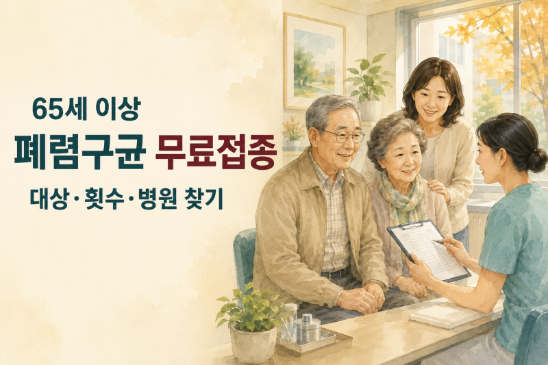 65세 이상 폐렴구균 무료접종, 어디서 몇 번 맞나요?