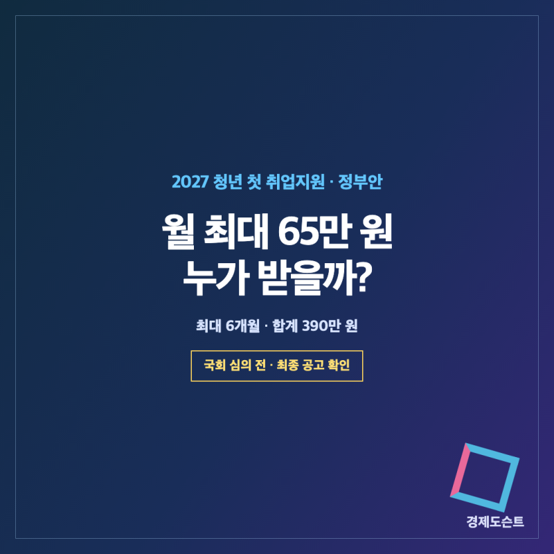 2027 청년 첫 취업지원제도 정부안｜월 65만 원 구직촉진수당 누가 받을까?
