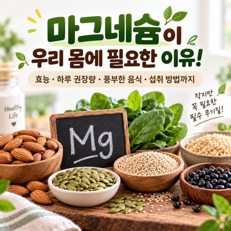 마그네슘이 우리 몸에 필요한 이유! 효능·하루 권장량·풍부한 음식·섭취 방법까지