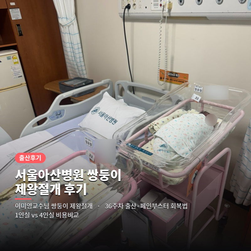 서울아산병원 쌍둥이 제왕절개 후기 | 이미영 교수님, 집중치료실, 페인부스터, 1인실 비용 ....