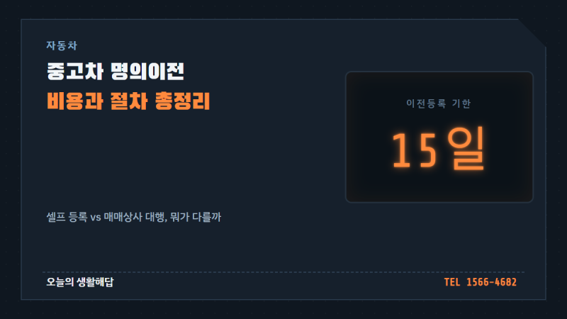 중고차 명의이전(이전등록) 비용과 절차, 셀프로 할 수 있을까