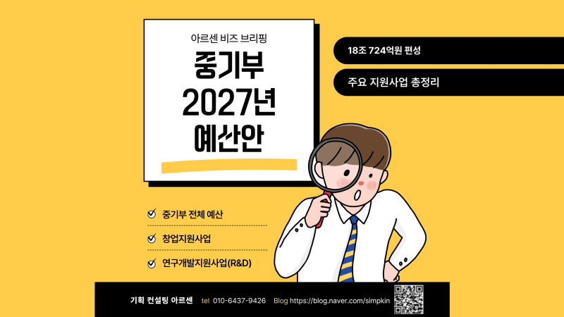 중기부 2027년 예산안 18조 724억원, 주요 지원사업 총정리