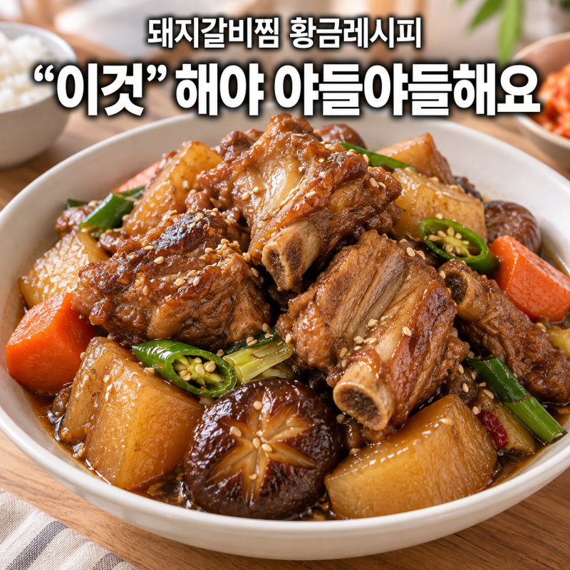 돼지갈비찜 레시피 단짠 양념 비율과 부드럽게 만드는 법