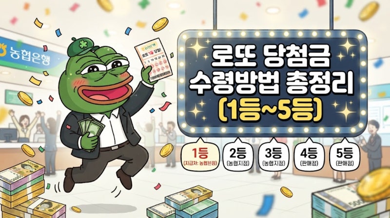 '로또 당첨금 수령방법' 총정리 (1등~5등)