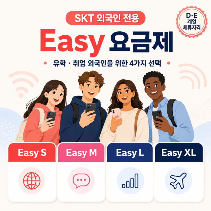 SK텔레콤 외국인 전용 요금제 총정리! Easy S·M·L·XL 가격부터 데이터·가입조건·프로모션까지