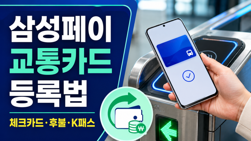 삼성페이 교통카드 등록법 및 사용법 (+체크카드 후불 k패스)