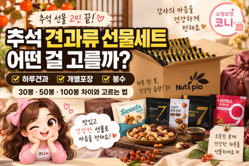 추석 견과류 선물세트 어떤 걸 고를까? 하루견과 30봉·50봉·100봉 차이와 고르는 법