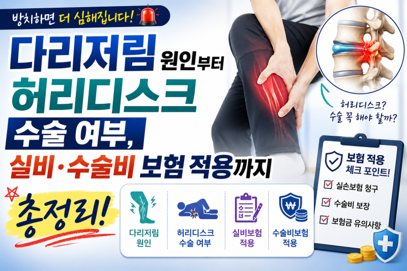 다리저림 원인부터 허리디스크 수술 여부, 실비·수술비 보험 적용까지 총정리