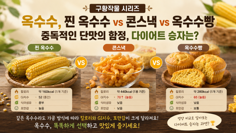 구황작물시리즈 l 옥수수, 찐 옥수수 vs 콘스낵 vs 옥수수빵 중독적인 단맛의 함정, 다이어트 ....