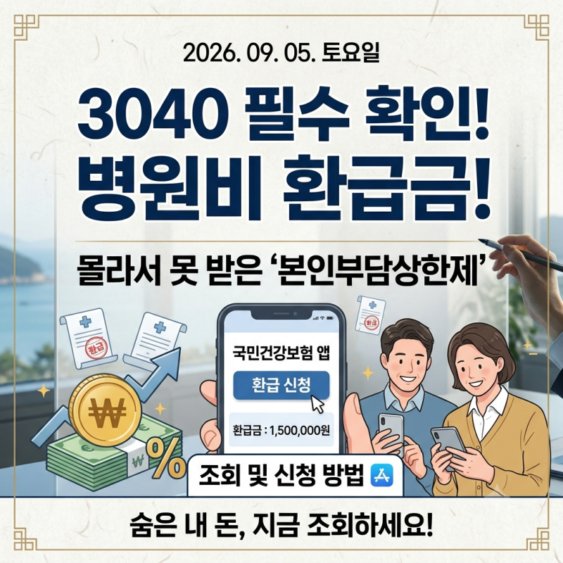 [생활정보] 3040 필수 확인! 몰라서 못 받은 '본인부담상한제' 병원비 환급금 조회 방법