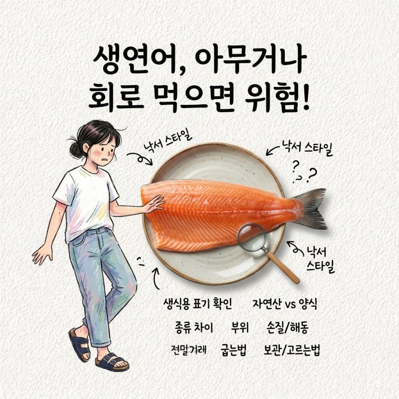 연어 생식용 표기 확인 종류 자연산 양식 차이 부위 손질 해동법 굽는법 보관법 고르는법