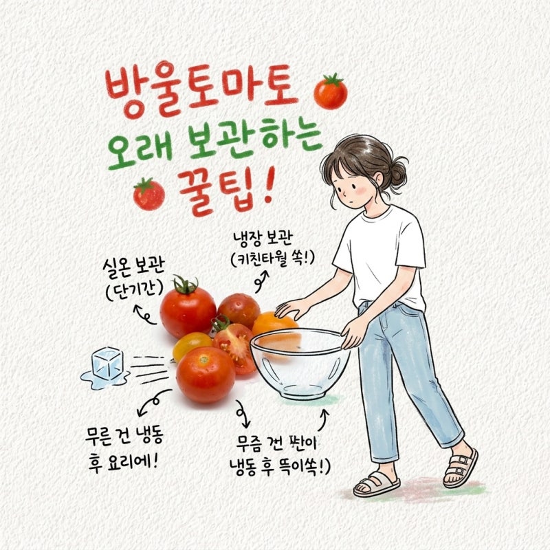 씻어서 넣으면 상함 방울토마토 실온 냉장 오래보관 무른것 냉동 먹는법