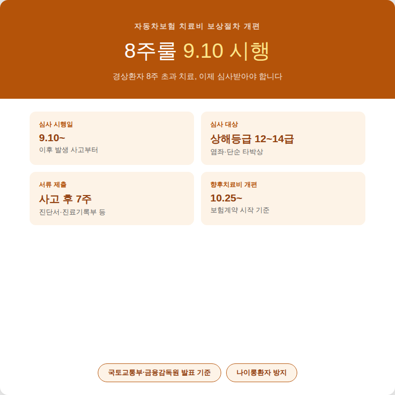 자동차보험 8주룰 2026년 9월10일 시행, 교통사고 치료 이렇게 바뀝니다