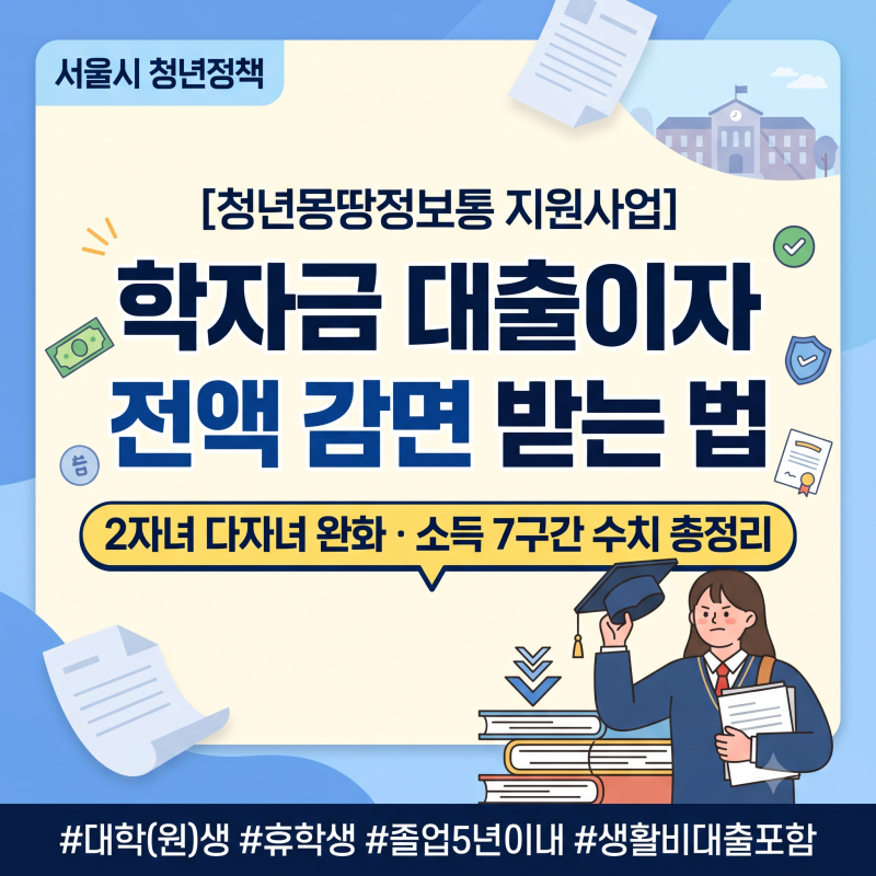 [청년 학자금 대출이자 지원] 대학생·대학원생 학자금 대출이자 지원 완벽 정리 (2자녀 다자....