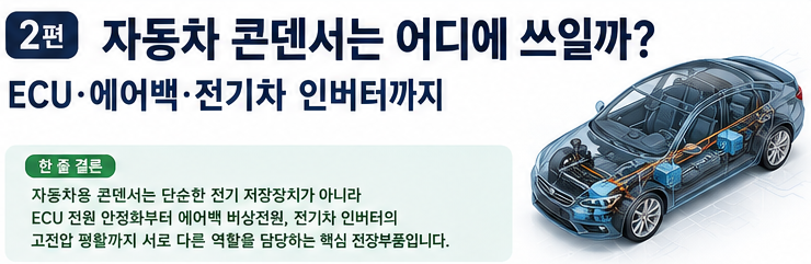 자동차 콘덴서 어디에 쓰일까? ECU 에어백 전기차 인버터까지