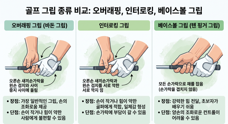 골프 그립 잡는법 완벽 총정리 : 오버래핑·인터로킹 차이와 슬라이스 잡는 스트롱 그립 셋업