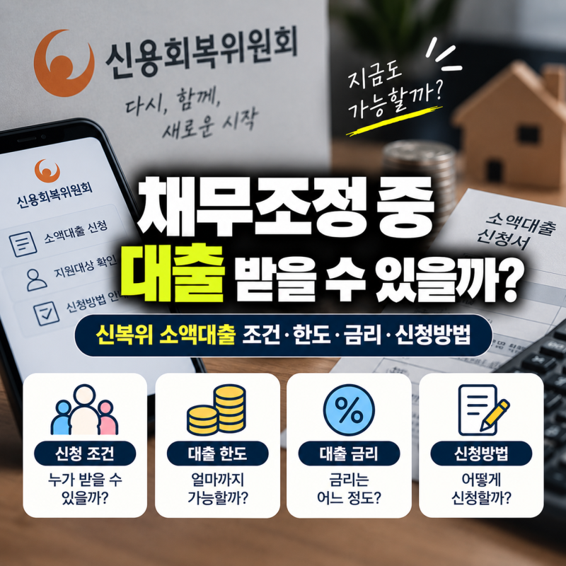 채무조정 중 대출 받을 수 있을까?｜신복위 소액대출 조건·한도·금리·신청방법 2026