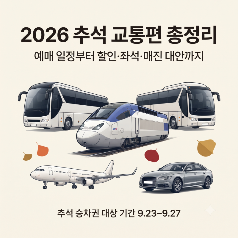 2026 추석 교통편 총정리｜예매 일정부터 할인,좋은 좌석,매진됐을 때 대안까지