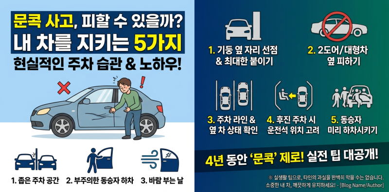 주차장 문콕 예방하는 현실적인 주차 습관 5가지 및 문콕 당했을 때 대처법