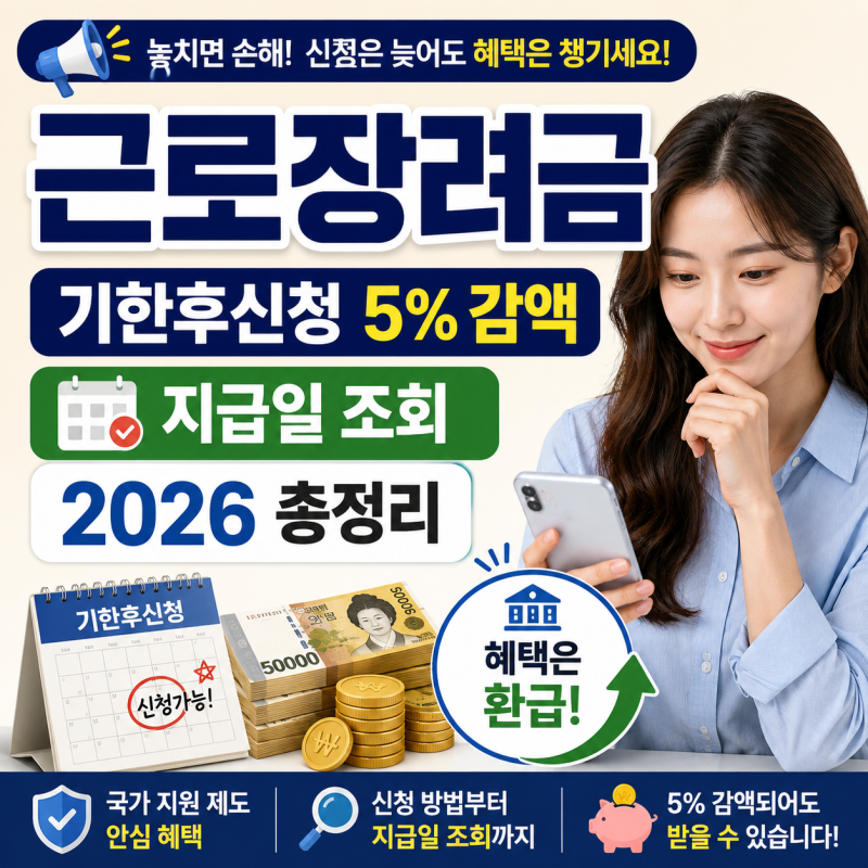 근로장려금 기한후신청 5% 감액 지급일 조회 2026 총정리