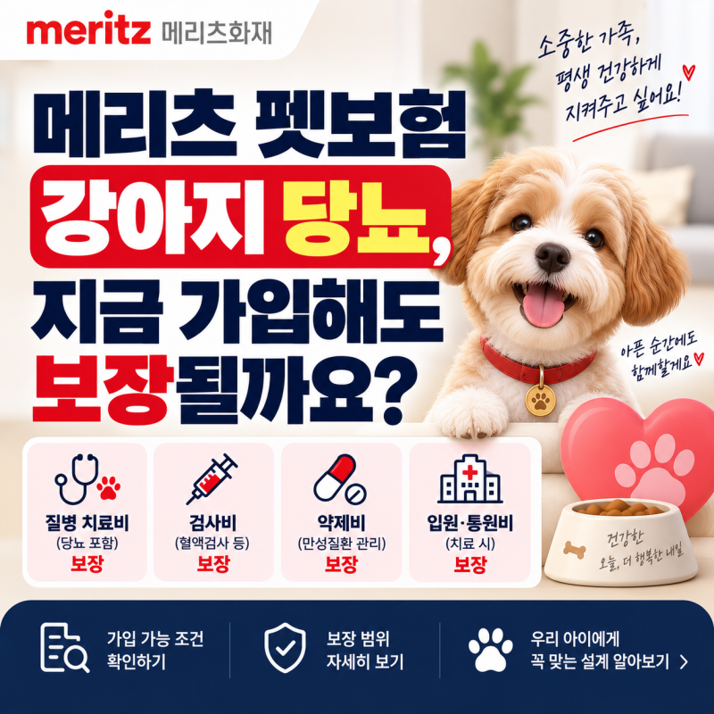 메리츠 펫보험 강아지 당뇨 보장될까요? 펫퍼민트 보장구조 확인