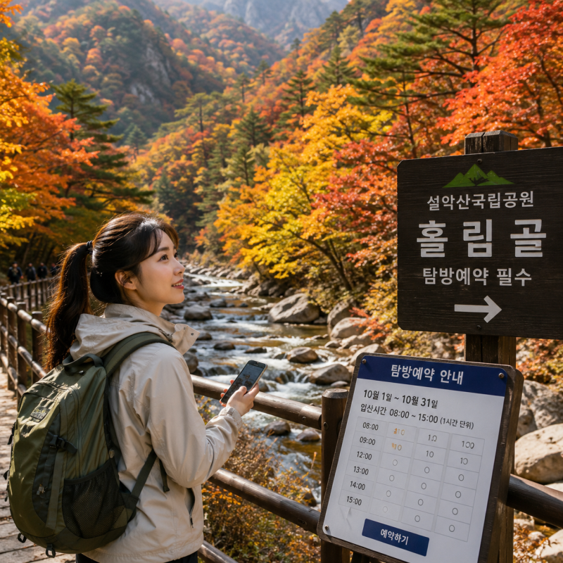 설악산 흘림골 10월 단풍철 탐방예약과 주차 이용방법