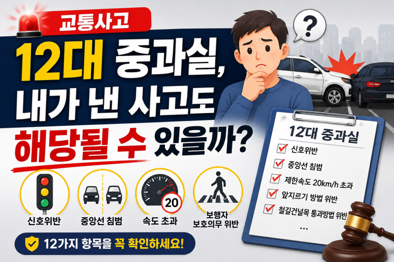 교통사고 12대 중과실, 보험 처리해도 형사처벌을 받을 수 있을까?