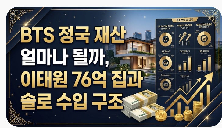BTS 정국 재산 얼마나 될까, 이태원 76억 집과 솔로 수입 구조