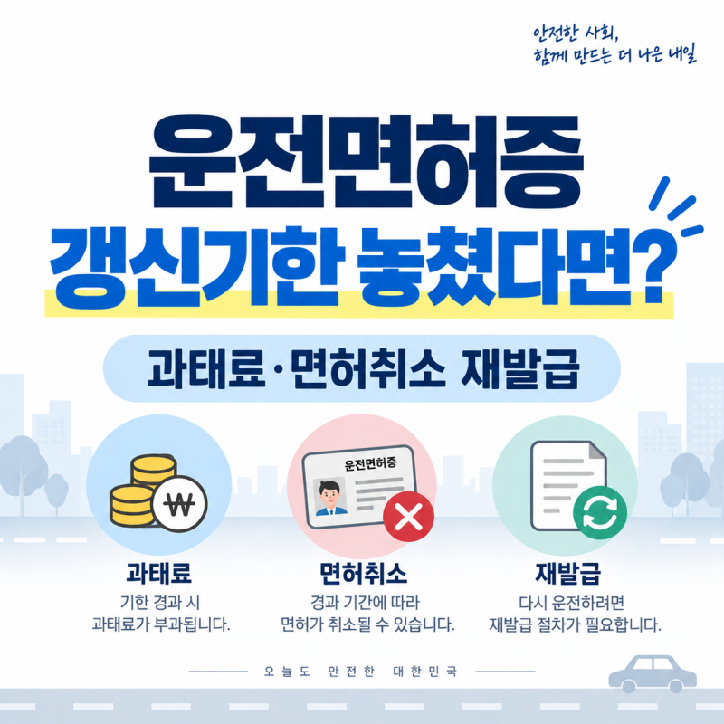 운전면허증 갱신기간 지났을 때 대처법 | 과태료·면허취소 재발급