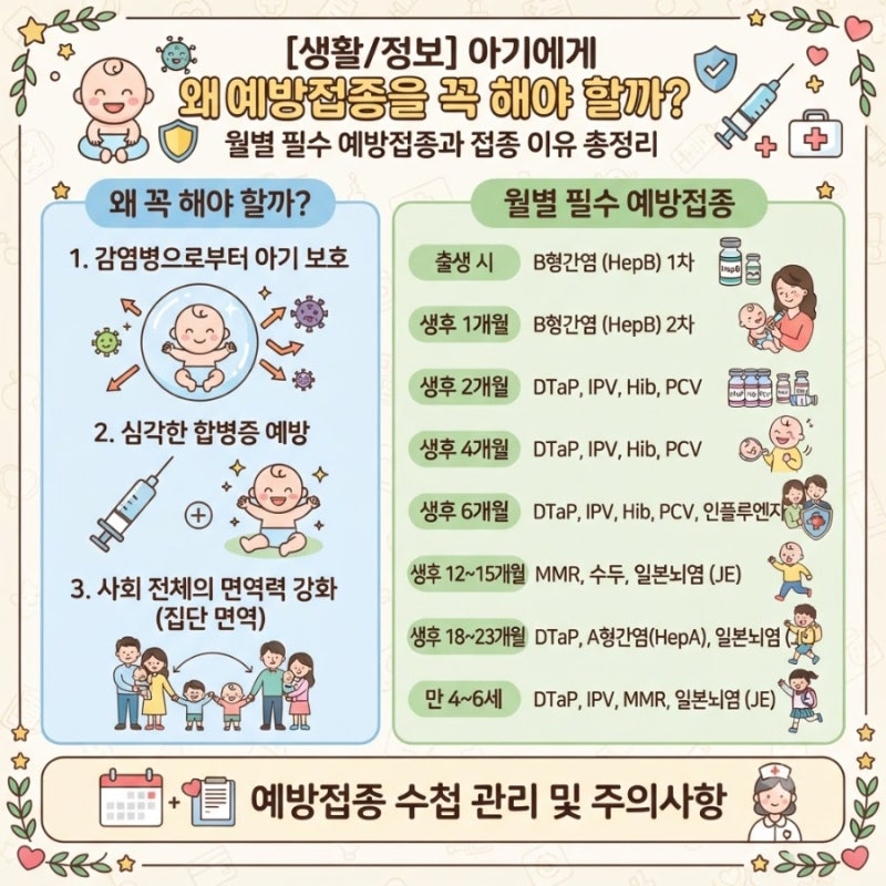[생활/정보] 아기에게 왜 예방접종을 꼭 해야 할까? 월별 필수 예방접종과 접종 이유 총정리