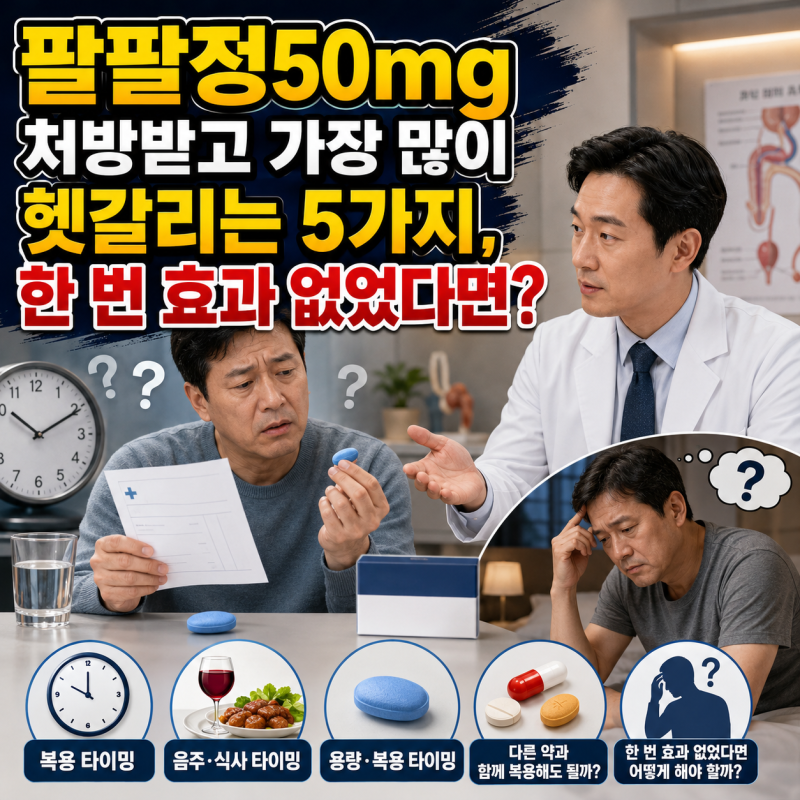 팔팔정50mg 처방받고 가장 많이 헷갈리는 5가지, 한 번 효과 없었다면?