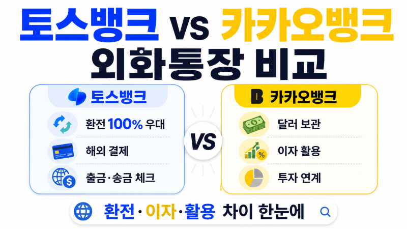 토스뱅크 외화통장 vs 카카오뱅크 외화통장｜환전·이자·증권계좌 송금 뭐가 다를까?