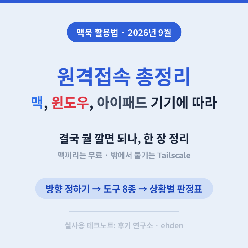 [원격접속 총정리] 맥·윈도우·아이패드 원격 접속, 결국 뭘 깔면 되나 — 무료로 끝나는 조....