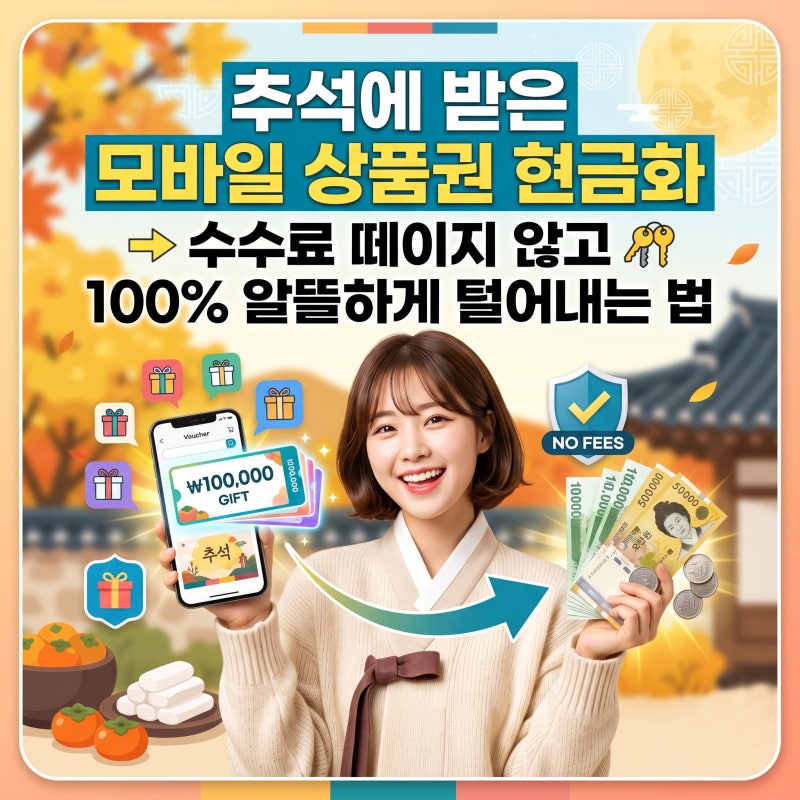 추석에 받은 모바일 상품권 현금화, 수수료 떼이지 않고 100% 알뜰하게 털어내는 법