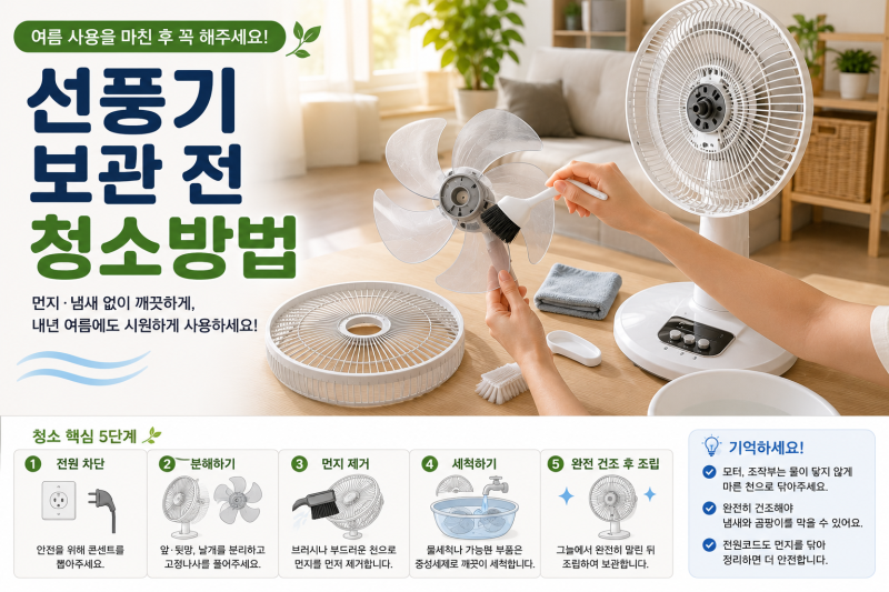 선풍기 보관 전 먼지 제거와 올바른 청소방법