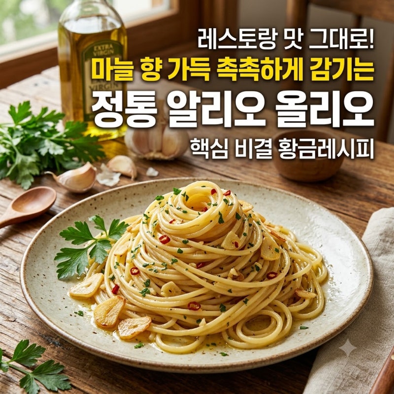 레스토랑 맛 그대로! 마늘 향 가득 촉촉하게 감기는 정통 알리오 올리오 레시피