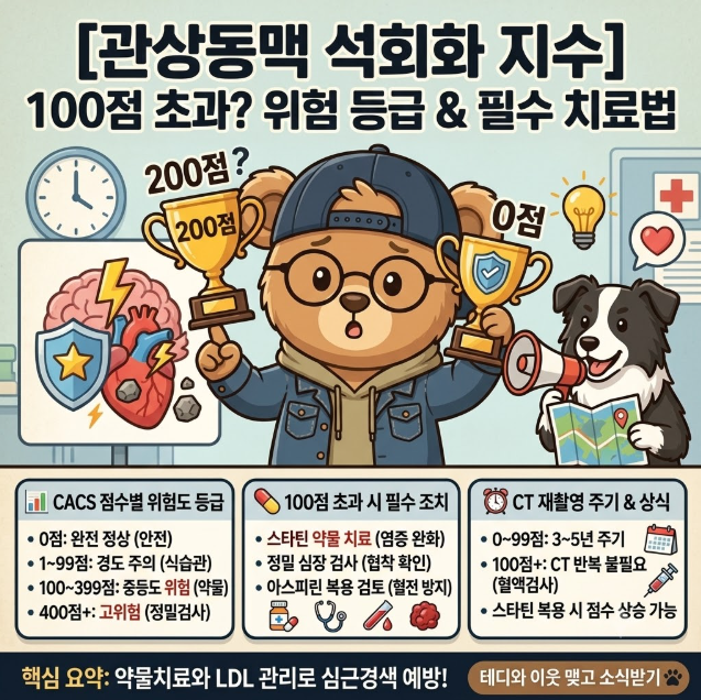 [관상동맥 석회화 지수] 심장 CT 찍었더니 100점 초과? 위험도 등급 & 필수 치료법 총정리